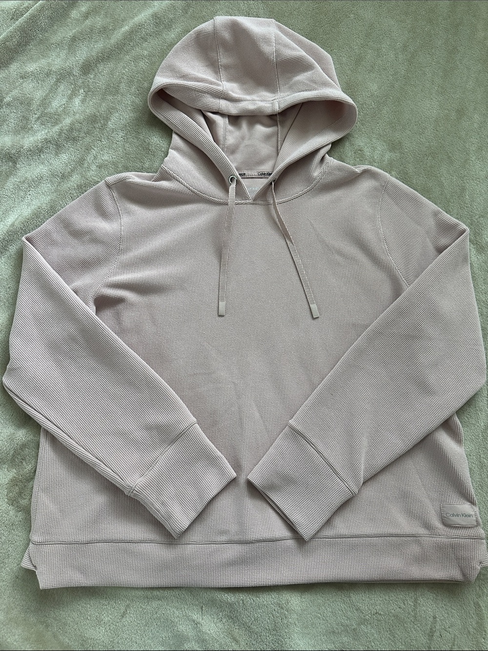 Calvin Klein Women’s  Pale Pink Waffle-Knit Hoodie